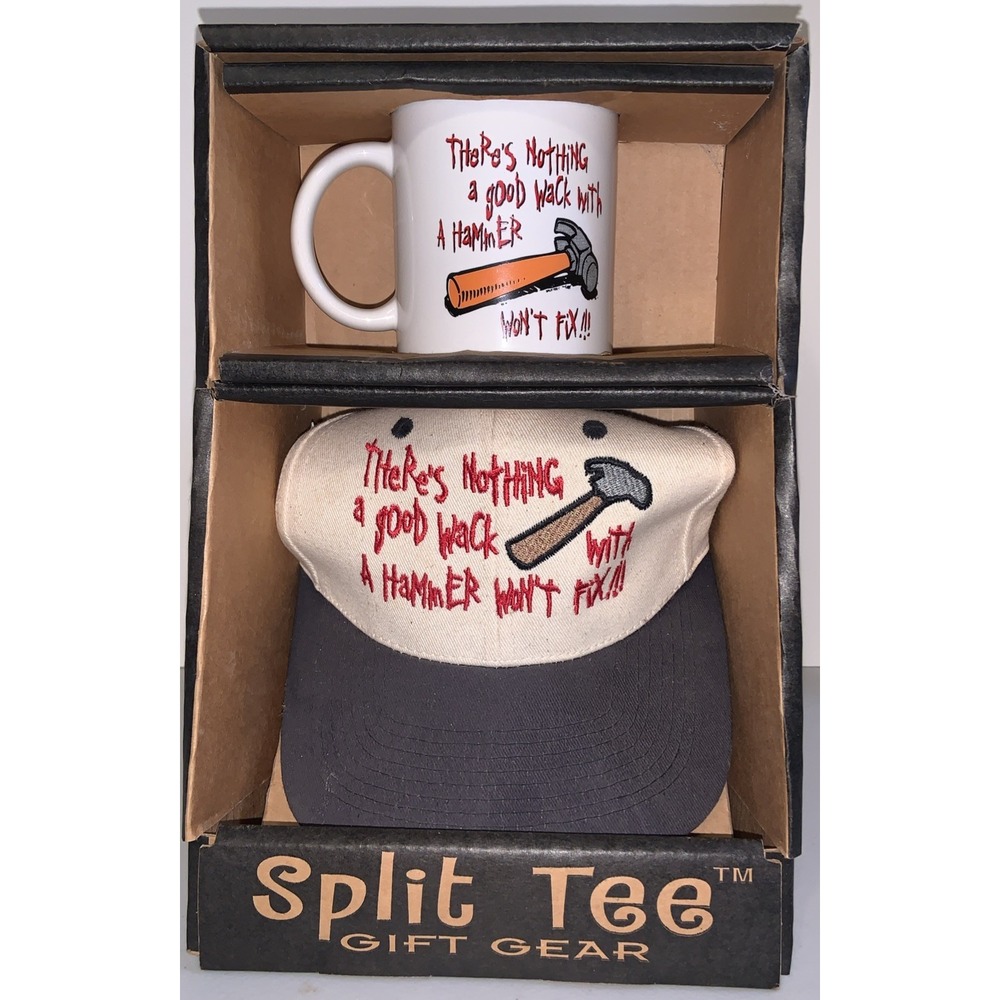 Funny‎ Hammer Gift Set Mug Hat Split Tee Toolbox Gag Gift New In Box *Read